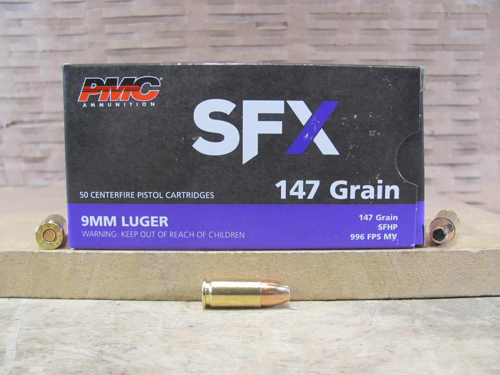 50 Round Box – 9mm Luger 147 Grain PMC SFX Hollow Point SFHP Ammo – 9SFX147GR
