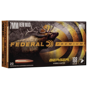 Federal Classic Hunter Berger Hybrid Rifle Ammunition  7mm Rem Mag 168 gr 2870 fps 20/ct