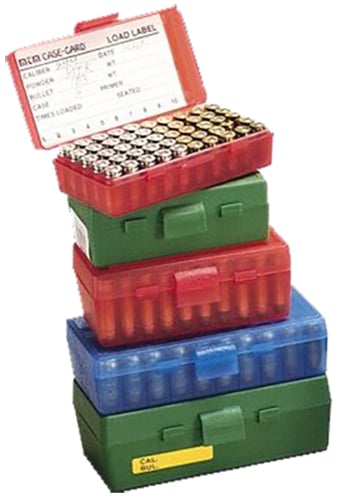 MTM Case Gard P-50 9mm/.30/.32 S&W/.380 ACP/9mm Makarov 50 Round Flip-Top Ammo Box, Green - P509M10