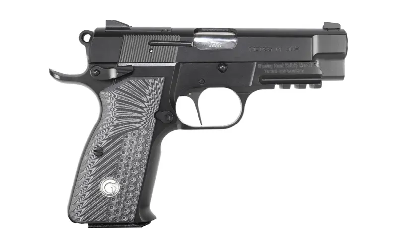 EAA GIRSAN 390446 MC P35PI OPS 9mm Luger 15+1 3.88" Matte Black Optic Ready/Serrated Steel Slide, Matte Black Steel Frame w/Accessory Rail Beavertail Black Textured G10 Grips Ambidextrous