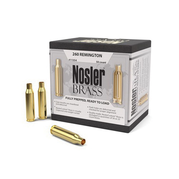 Nosler .260 Rem Brass Full Length Cartridge Case, 50/box - 11354