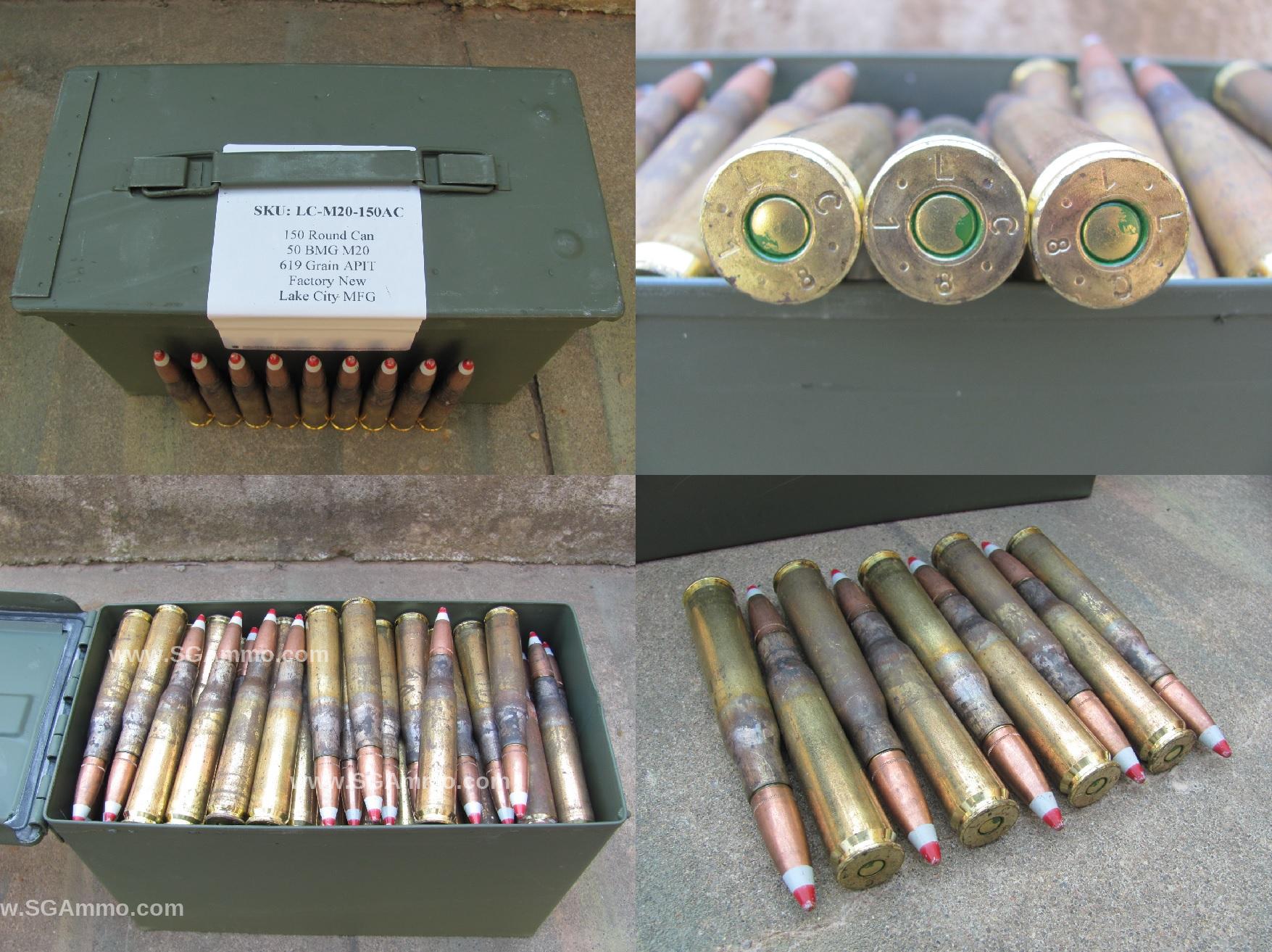 HAZMAT READ DESCRIPTION – 150 Round Can – 50 BMG M20 619 Grain APIT Incendiary Tracer Ammo – Factory Lake City MFG in M2A1 Canister – Limit 2 Per Day