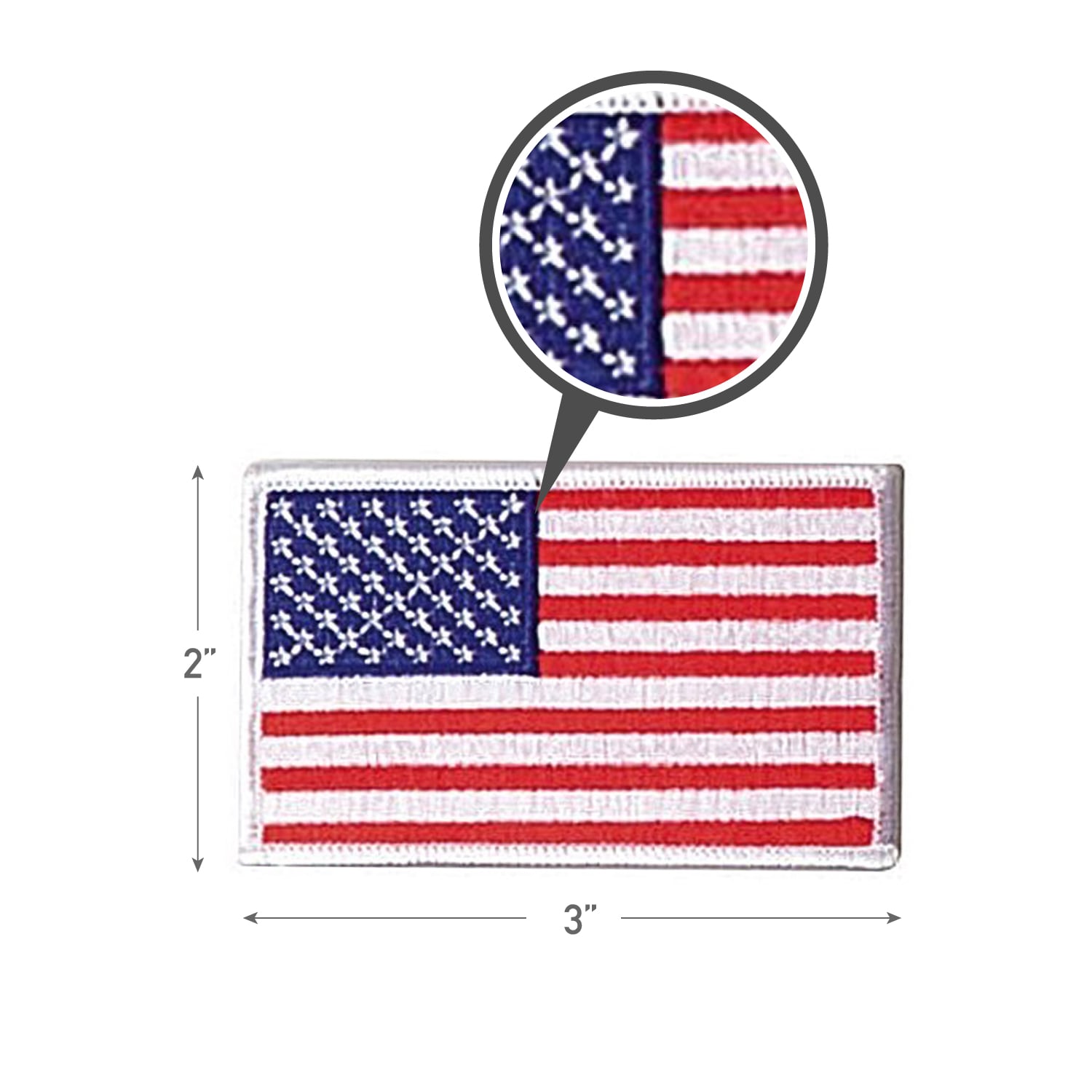 Rothco Iron On - Sew On Embroidered Us Flag Patch With White Border, Orientation Normal