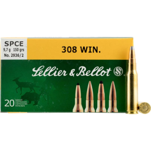 Sellier & Bellot SB308B Rifle Training 308 Winchester/7.62 NATO 180 GR FMJ - 20rd Box