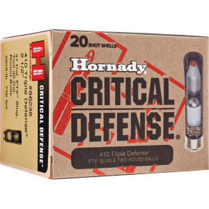 Hornady 86238 Critical Defense 410GA 2.5\" Lead 2 Round Balls/1 Slug 35 Cal/41 Cal - 20sh Box