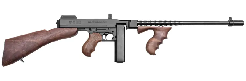Thompson T1B 1927A-1 Deluxe 45 ACP Caliber with 16.50" Barrel, 20+1 Capacity Stick Magazine, Blued Metal Finish, Walnut Removable Fixed Stock Wood Grip Right Hand