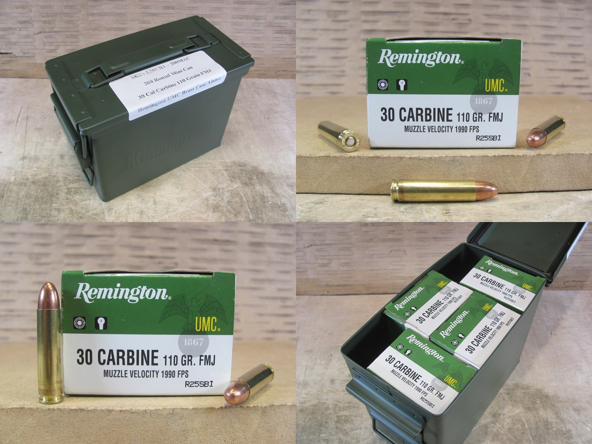 200 Round Can – 30 Cal Carbine 110 Grain FMJ Remington UMC Ammo – L30CR1 Packed in Mini Ammo Canister