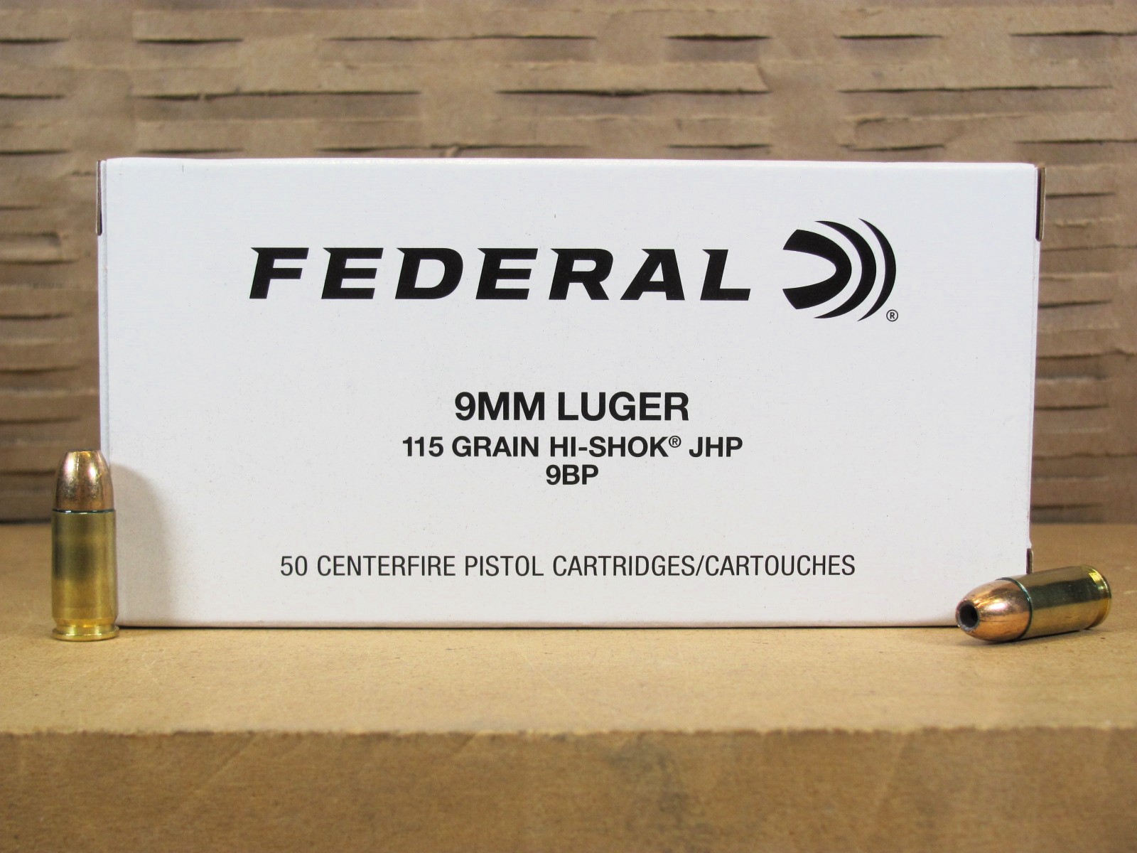50 Round Box – 9mm Luger Federal Classic Hi-Shok 115 Grain JHP Hollow Point – 9BP