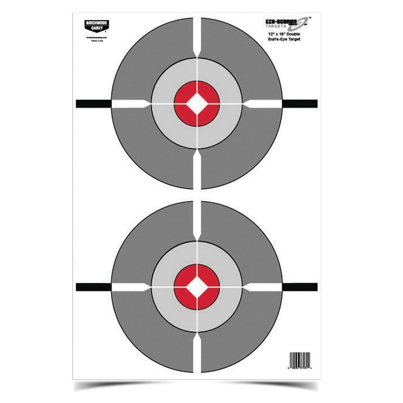 Birchwood Casey EZE-Scorer 12" x 18" Double Bullseye Target, 100/pack - 37061