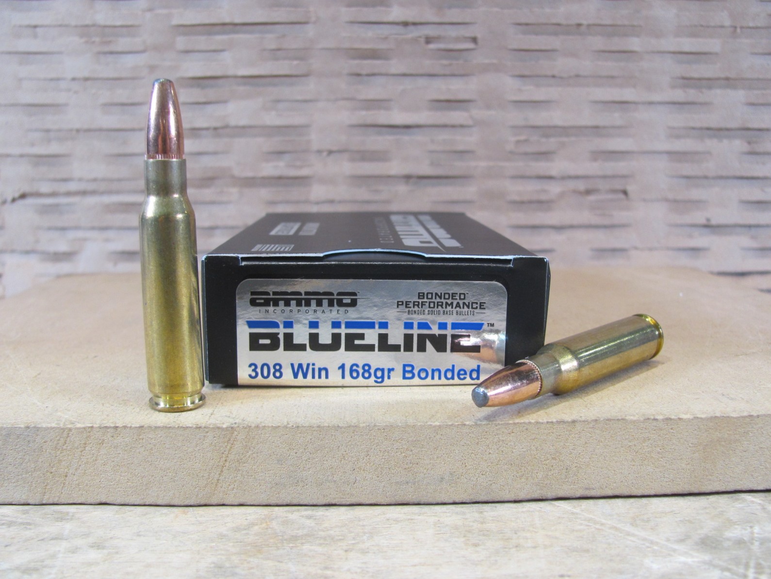 20 Round Box – 308 Win 168 Grain Bonded Ammo Incorporated Blueline Ammo – 308168BND-A20