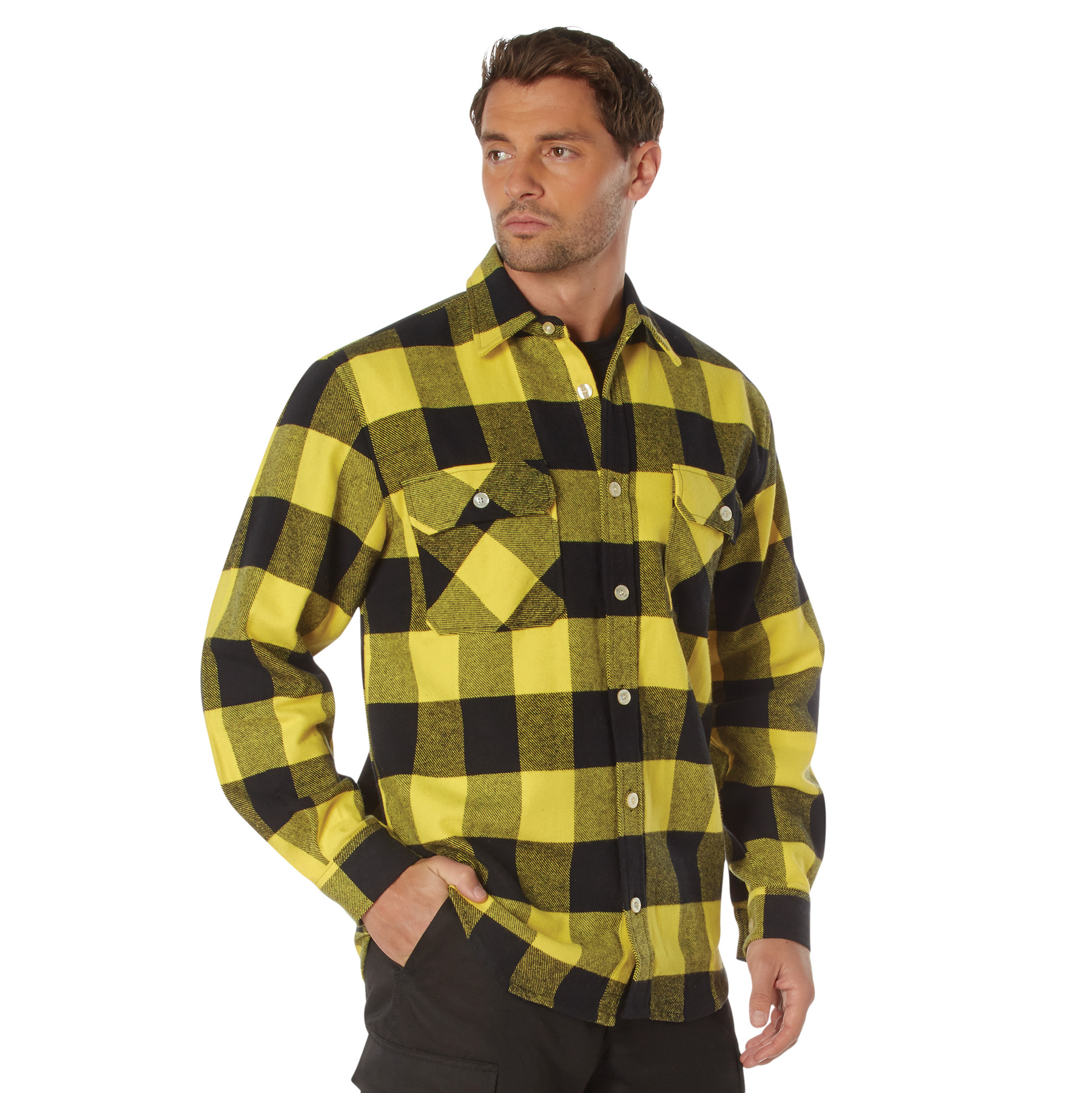 Rothco Extra Heavyweight Buffalo Plaid Flannel Shirt - Yellow Plaid, 4X-Large