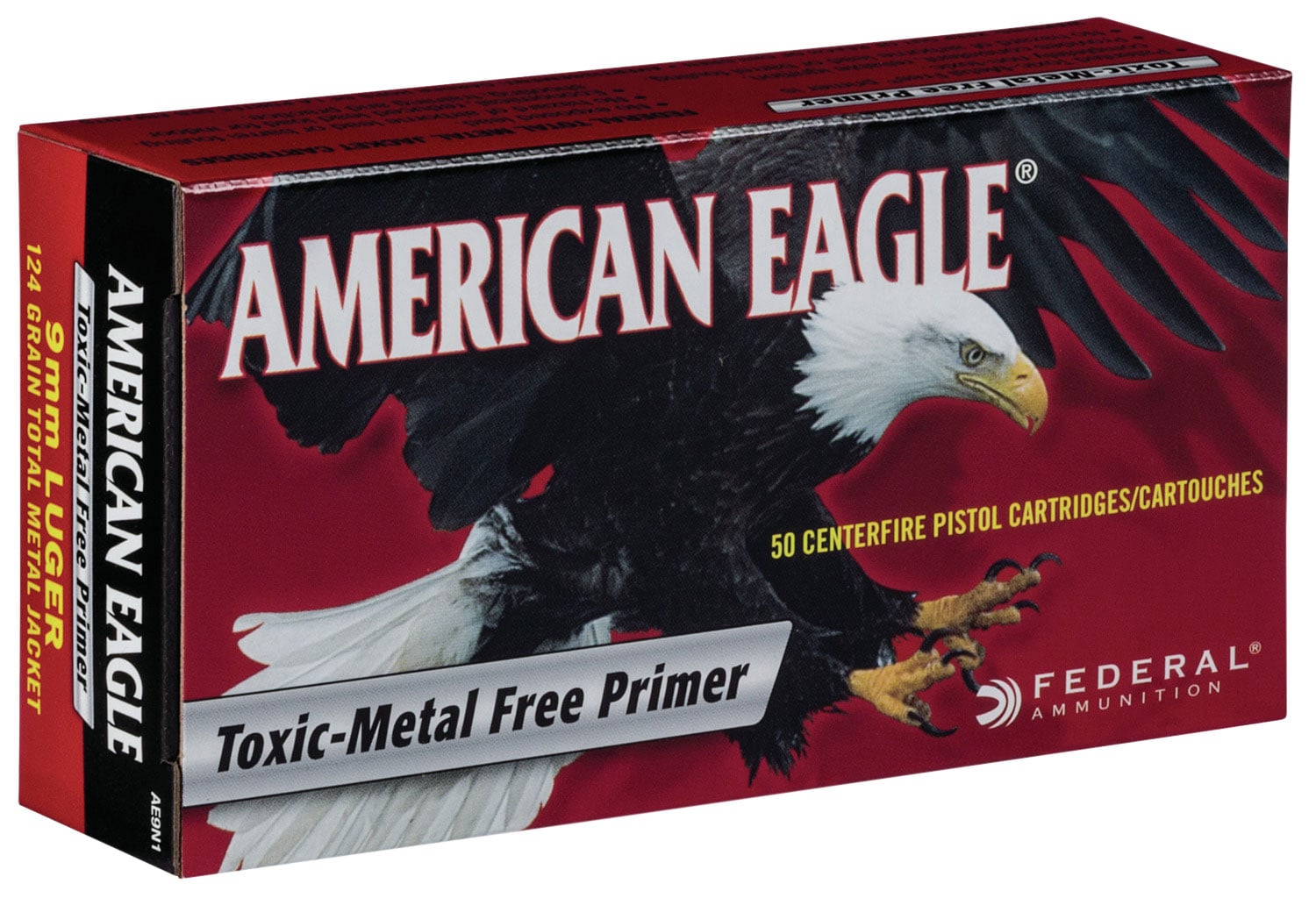 Federal American Eagle Indoor Range Training 9mm Ammo 124 Gr FMJ 50rds