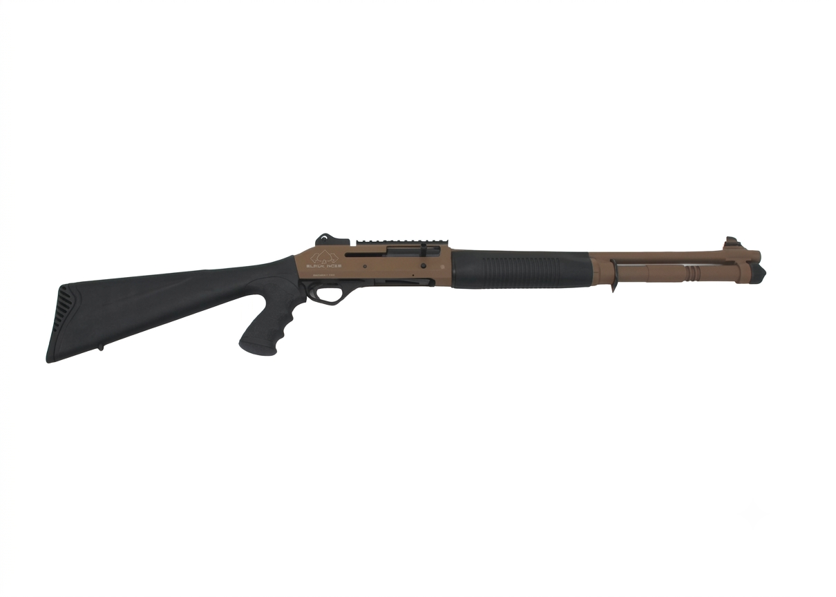 Black Aces Tactical S4 18.5" 12ga Semi-Auto Shotgun, Black/FDE - BATS4PGFDE