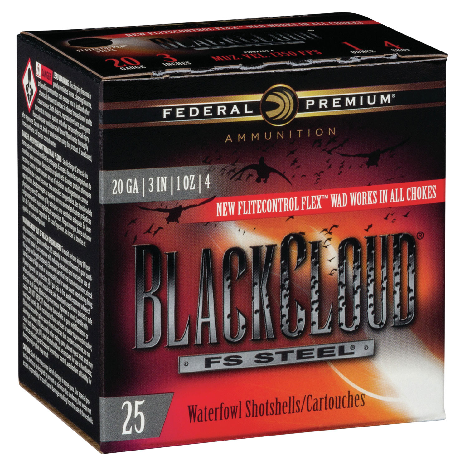 Federal Black Cloud FS Steel 3" 20 Gauge Ammo 4, 25/box - PWBX2094
