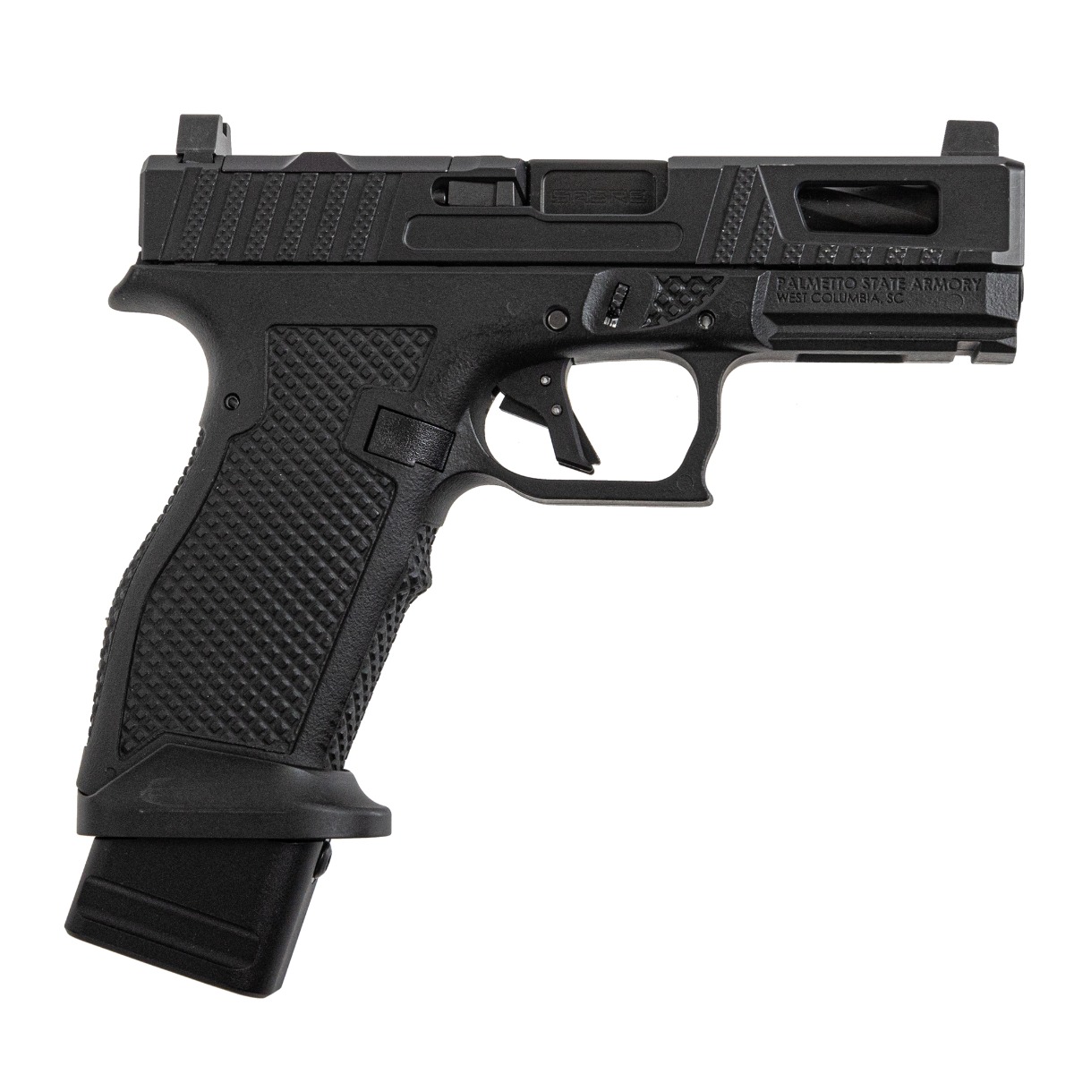 PSA Sabre Dagger Full Size - S 9mm Pistol, Spiral Fluted Barrel, W/Mag Extensions, Black