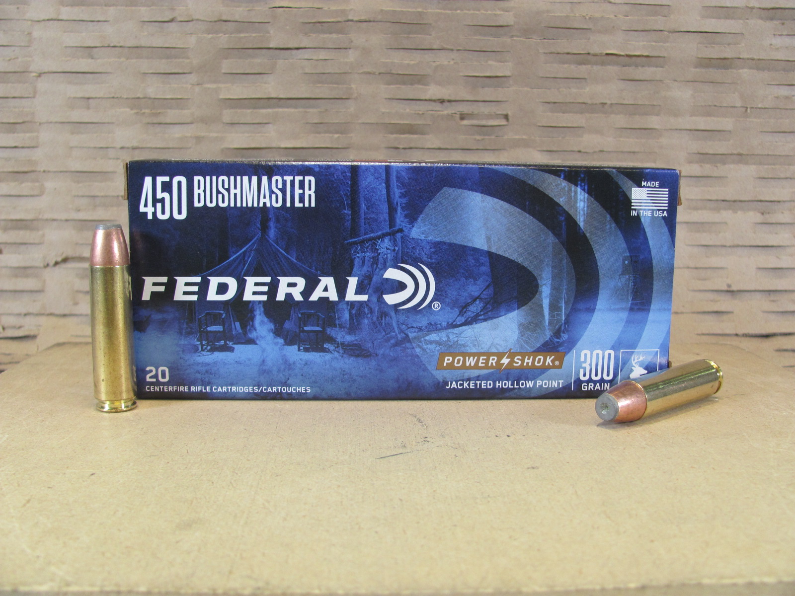 20 Round Box – 450 Bushmaster 300 Grain JSP Soft Point Federal Power Shok Ammo – 450BMB