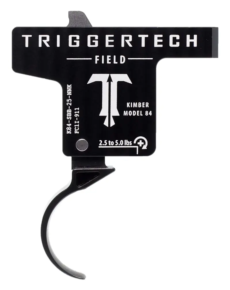 TriggerTech K84SBB25NNK Field Single-Stage Curved Trigger with 2.50-5 lbs Draw Weight Black PVD Finish for Kimber M84