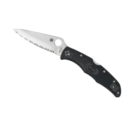 Spyderco Endura 4 Lightweight Folding Knife Serrated Spyderedge Clip Point, Black - C10SBK