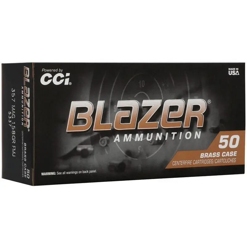 CCI Blazer Brass Handgun Ammunition .357 Mag 158gr FMJ 1250 fps 50/ct