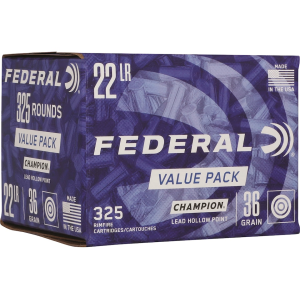 Federal Champion 22LR Ammo 36 Grain Lead Hollow Point Case of 3250 (10 Boxes of 325)