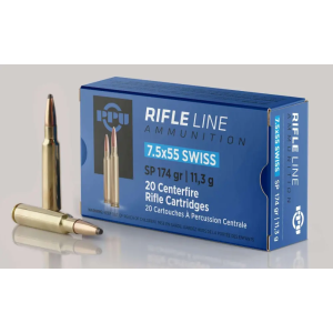 PPU PP7SS Metric Rifle  7.5x55mm Swiss 174 gr Soft Point (SP) 20 Bx/ 10 Cs