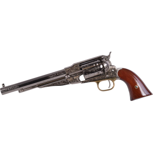 Pietta 1858 Remington New Model Army Texas Engraved Black Powder Revolver 44 Caliber 8" Nickel Barrel Brass Frame Walnut Grip