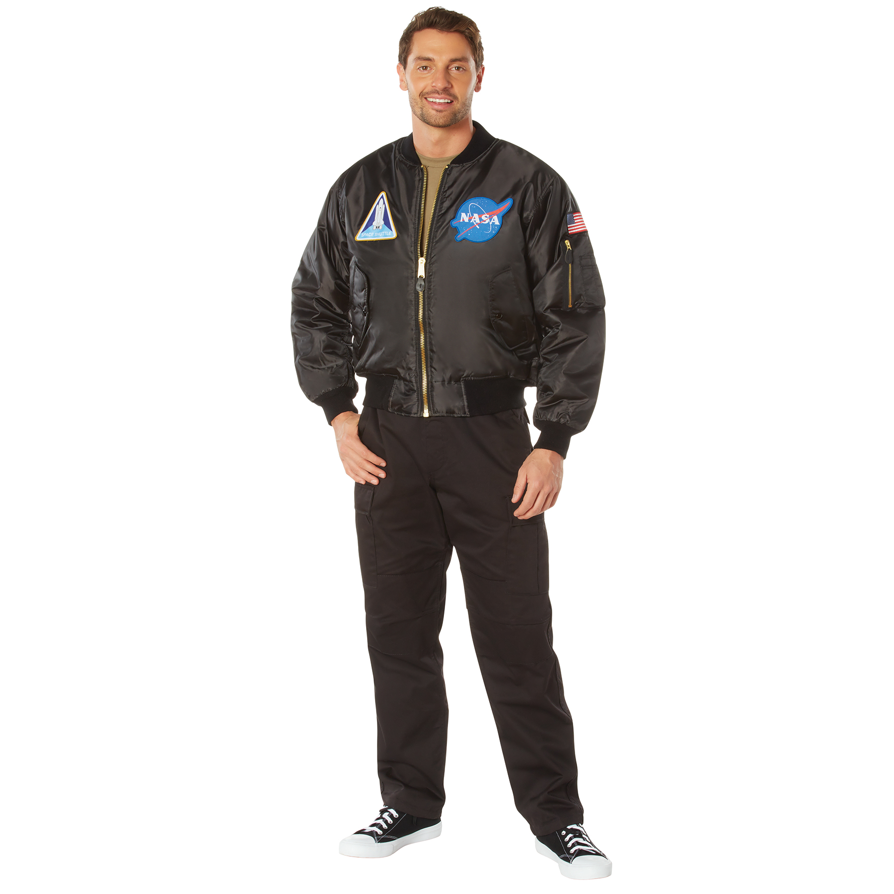 Rothco Nasa Ma-1 Flight Jacket - Black, Large