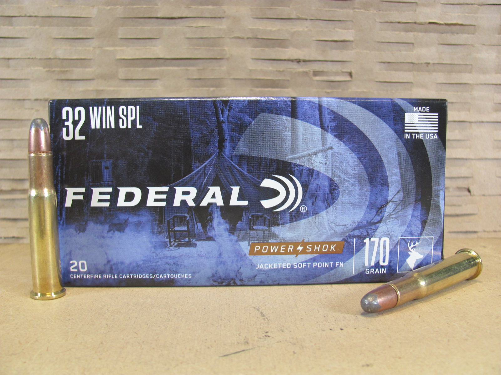 20 Round Box – 32 Win. Special 170 Grain Soft Point Federal Power Shok Ammo – 32A