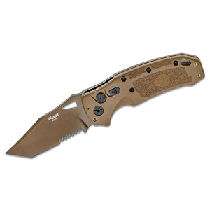 Sig K320A M17 | Automatic Folder | Drop Point Blade Partially Serrated Coyote PVD Finish | Polymer Frame | 3.5 inch | Coyote Tan