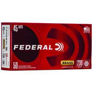 FEDERAL AMMO Champion Brass 45 ACP 230gr FMJ RN Ammunition | 50 Rounds