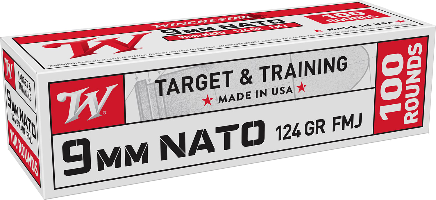 Winchester Ammo 9mm 124 gr Full Metal Jacket 100 Per Box - W9NATOVP