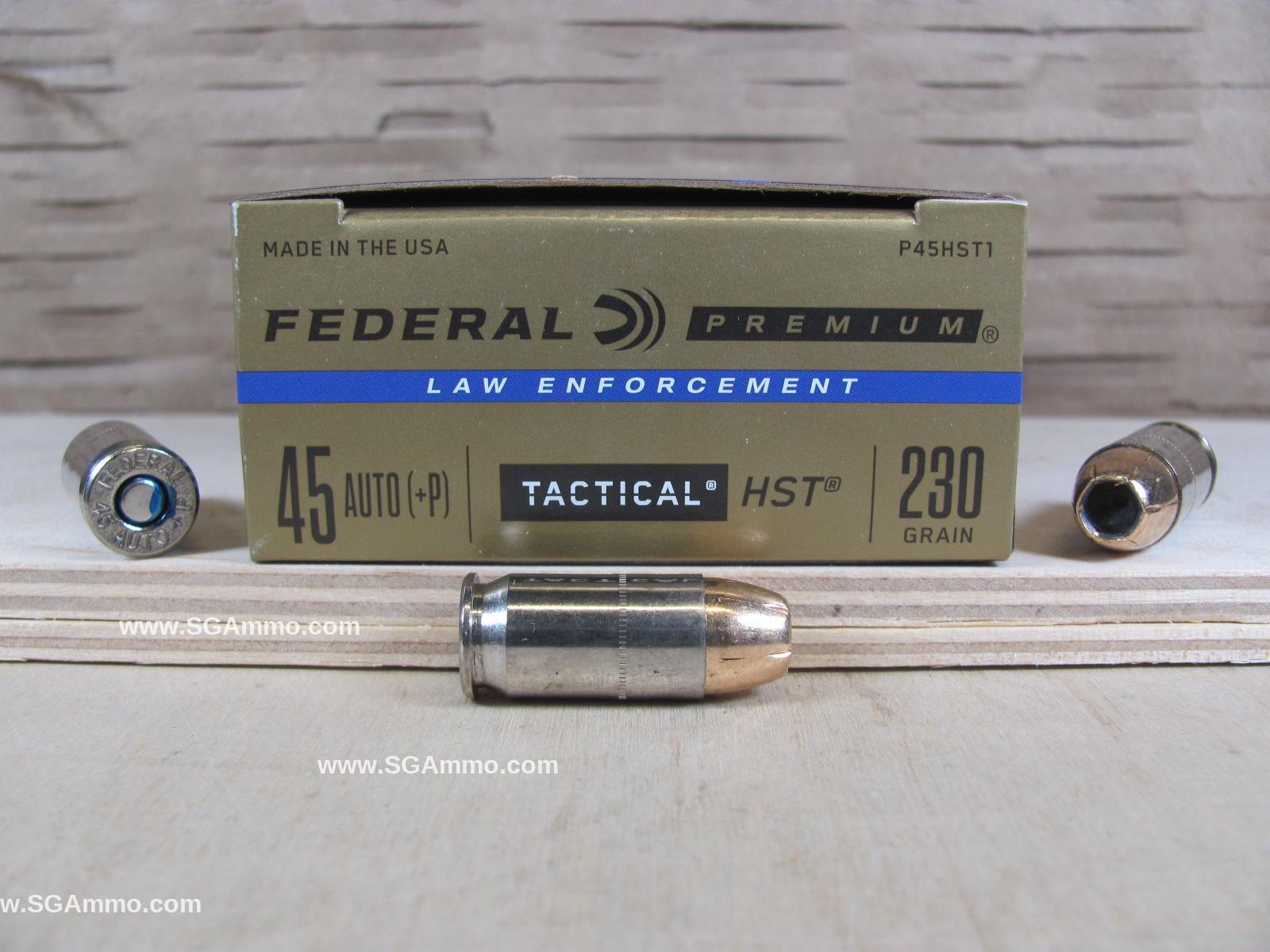 1000 Round Case – 45 Auto +P Federal HST 230 Grain HP Hollow Point LE Ammo – P45HST1