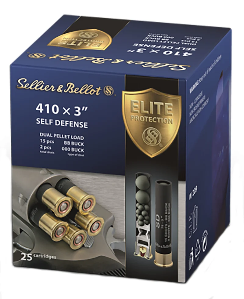 Sellier Bellot SB410SDB Self Defense 410Gauge 3" 15Pellets 11/16oz 000Buck Shot 25 Box/20 Case