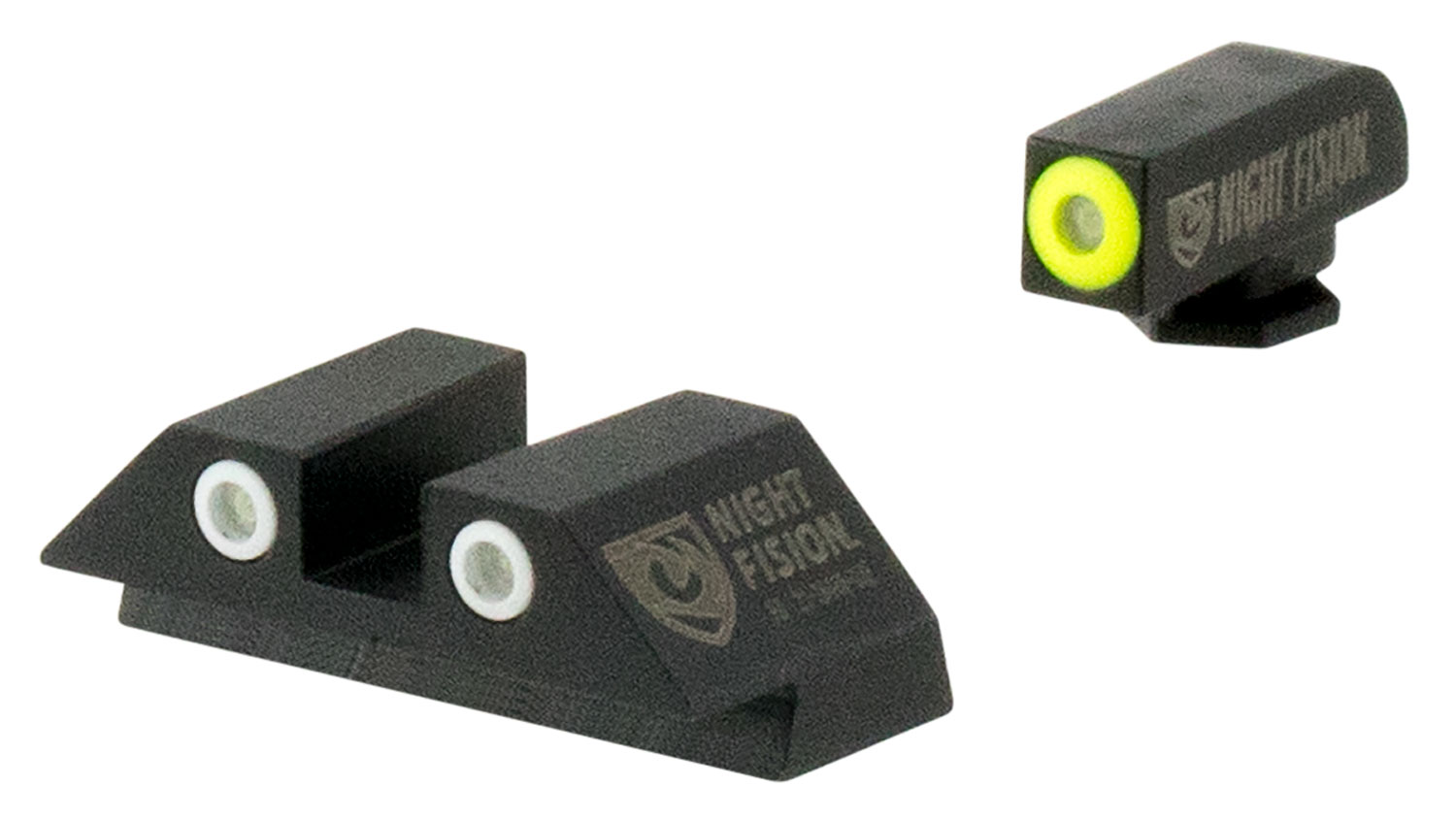 Night Fision Night Sight Set for Glock 17/17L/19/22-28/31-35/37-39 Pistols, Green with Yellow Square Front, Green with White Square Rear - GLK-001-003-YGWG