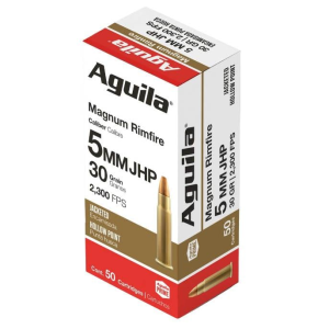 Aguila Magnum Rimfire Ammunition 5mm RFM 30gr JHP 2300 fps 50/ct