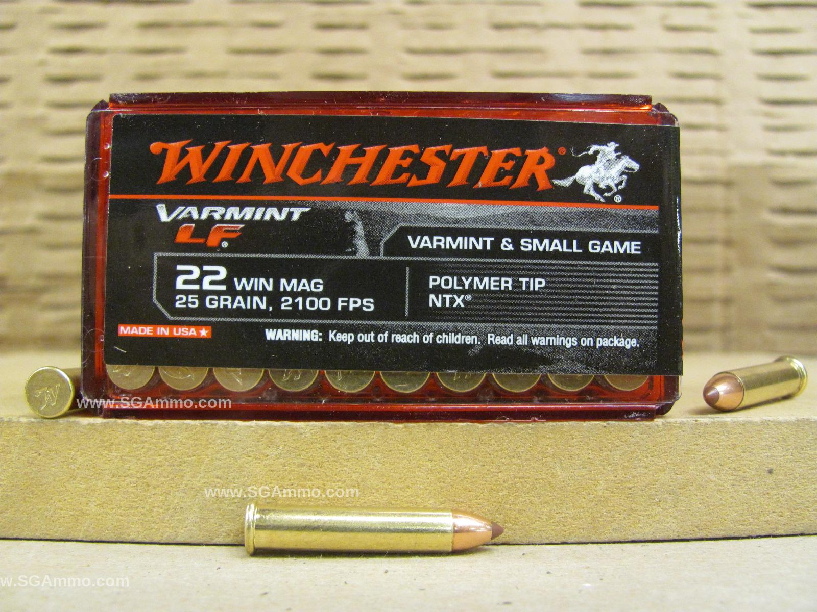 2000 Round Case – 22 Magnum Winchester Super-X 25 Grain Lead-Free Hollow Point – X22MHLF