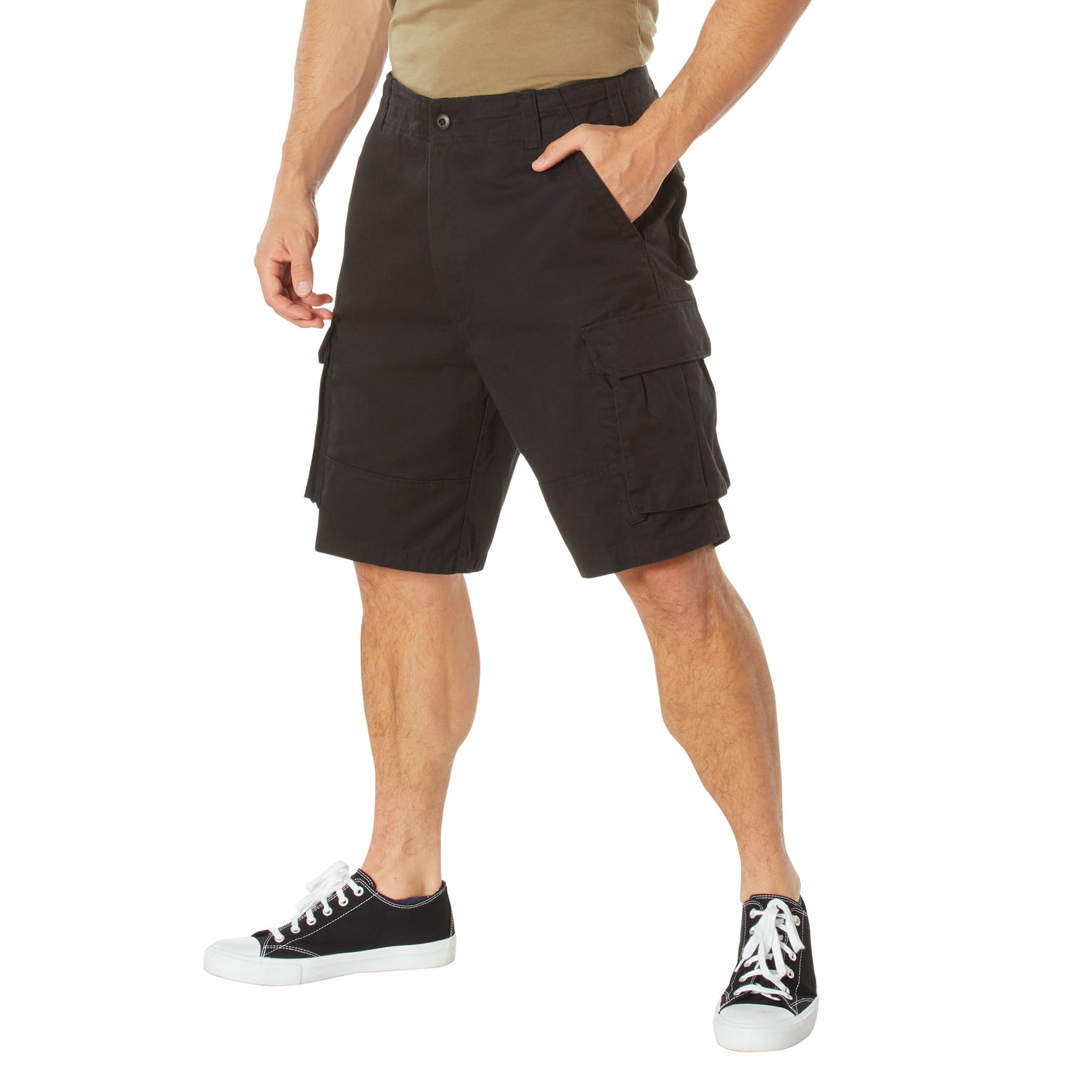 Rothco Vintage Paratrooper Cargo Shorts - Black, Small