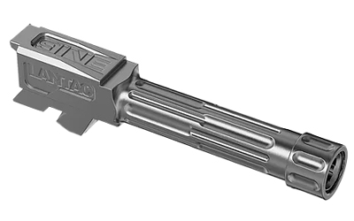LanTac 9INE Barrel Fluted 1/2-28 Thread Pattern for Glock 43/43x, Silver - 01GBG43THSS