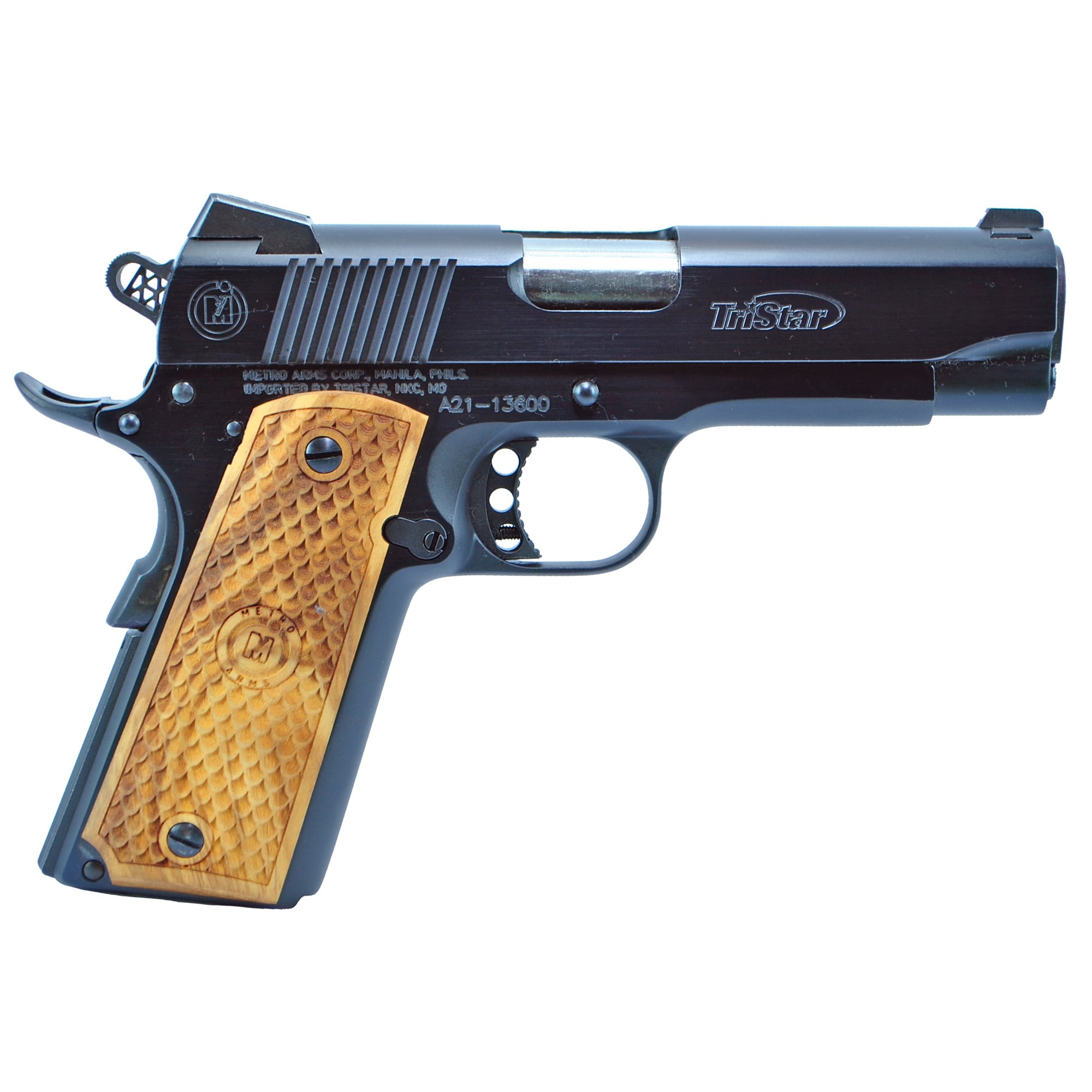 TriStar American Classic Commander 1911 Handgun 9mm Luger 10rd Magazine 4.25″ Barrel Black with Wood Grip - No Credit Card Fees - Low, flat rate shipping