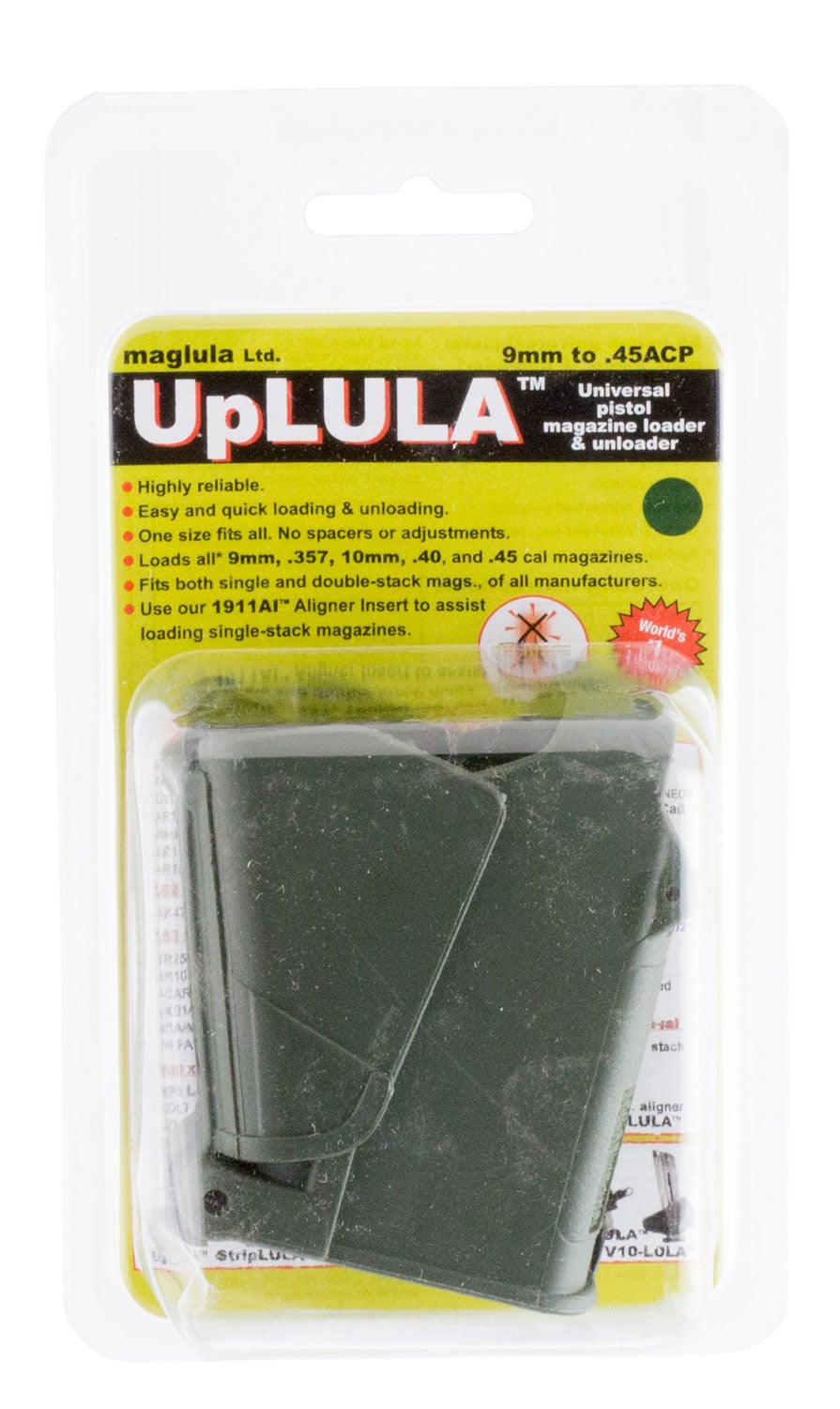 Maglula UpLULA 9mm to .45 ACP Universal Pistol Magazine Loader, Dark Green - UP60DG