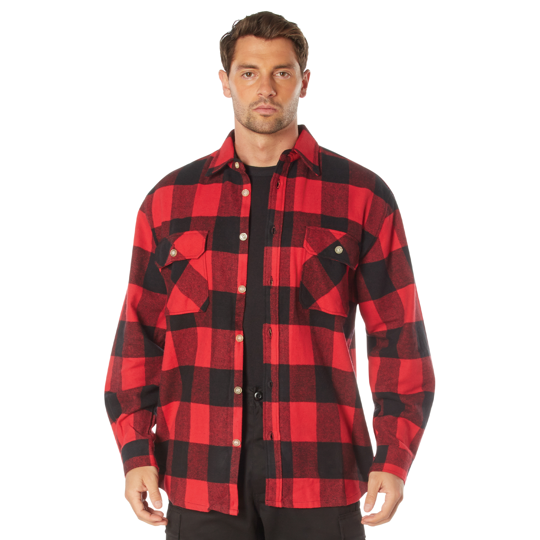 Rothco Extra Heavyweight Buffalo Plaid Flannel Shirt - Red Plaid, Medium
