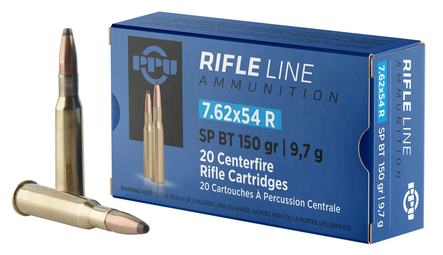 PPU PP76254S Metric Rifle 7.62x54mmR 150gr Soft Point Boat Tail 20 Per Box/10 Case