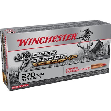 Winchester 270 WSM Deer Season 130 Grain Copper Extreme Point Lead-Free