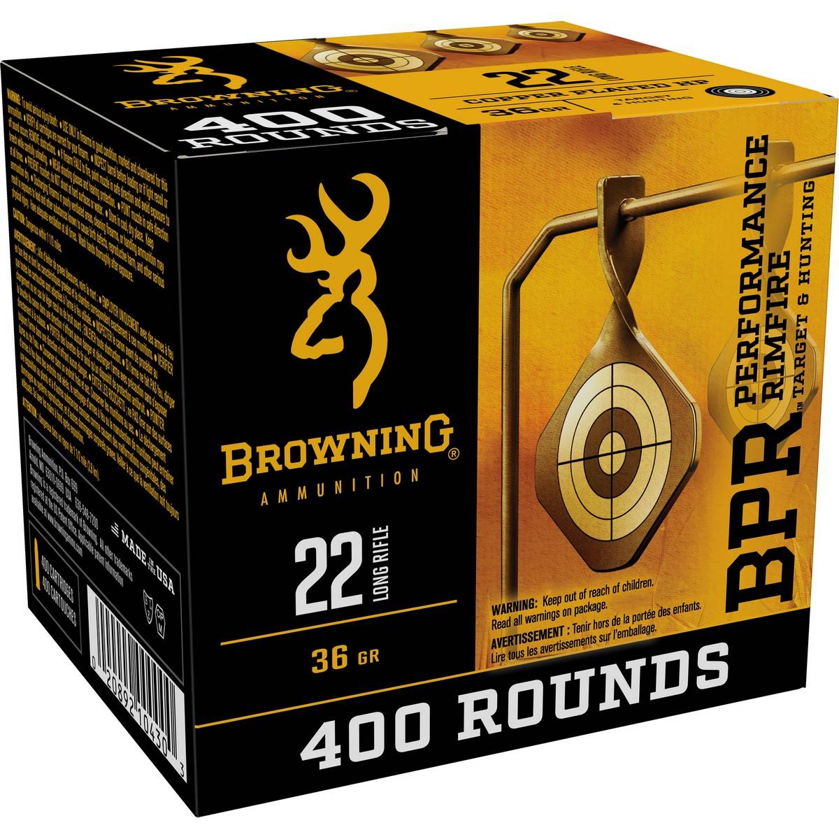 Browning BPR Performance 22LR 36 Grain Copper Plated HP Rimfire Ammo (Box)