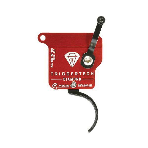 Triggertech Rem 700 Diamond Single-Stage Traditional Curved Left Hand Trigger w/o Bolt Release for Remington 700 Clone Action Rifle, Black - R7LSRB02TNC