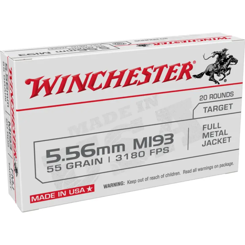 Winchester USA Lake City M193 Rifle Ammunition 5.56X45 NATO 55 gr. FMJ 3240 fps 1000/ct case