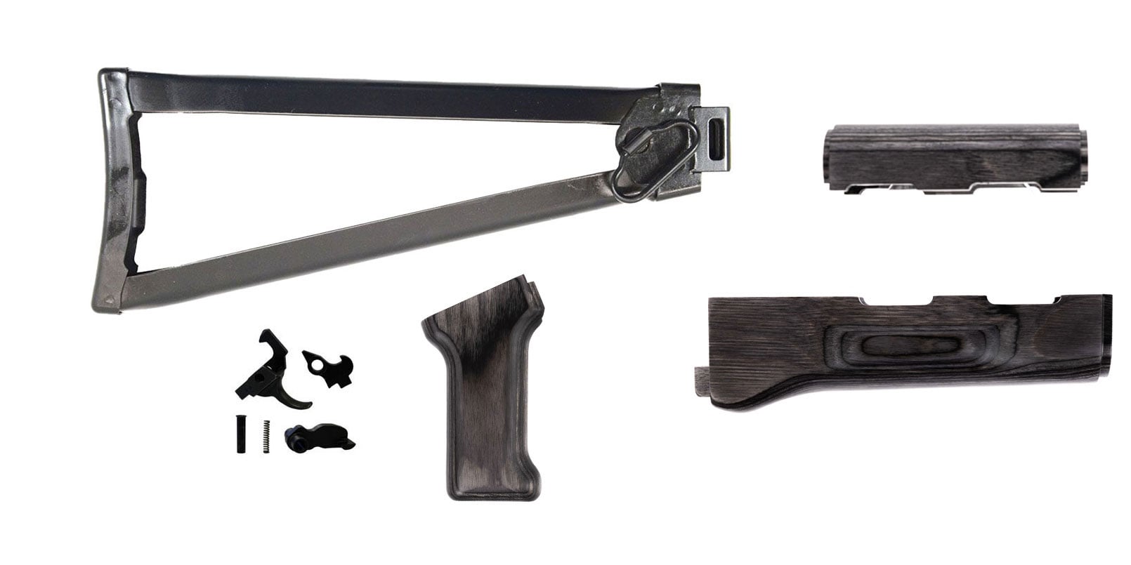 PSA AK Tree Bark Furniture set and Folding Stock w/ PSAK-47 Premium Single Hook Semi-Auto Fire Control Group