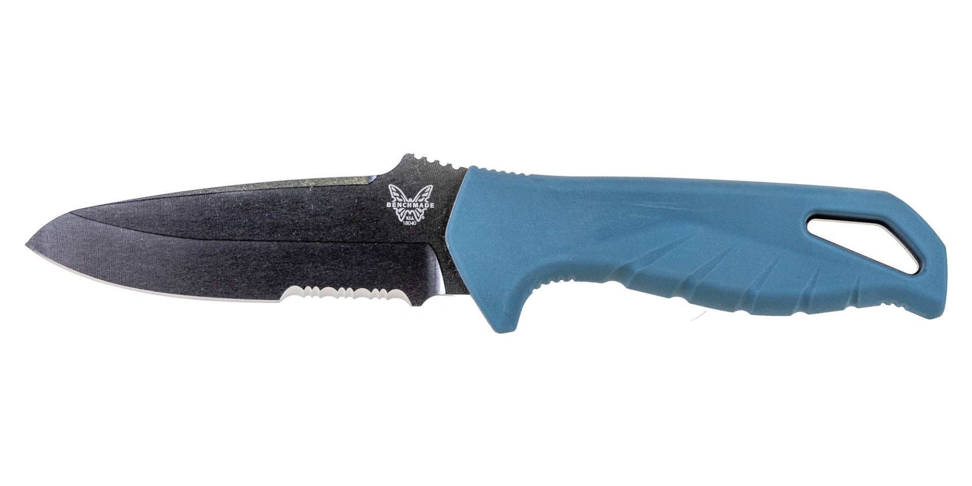 Benchmade Undercurrent Fixed Blade Sheepsfoot Knife, Depth Blue Santoprene - 18040S