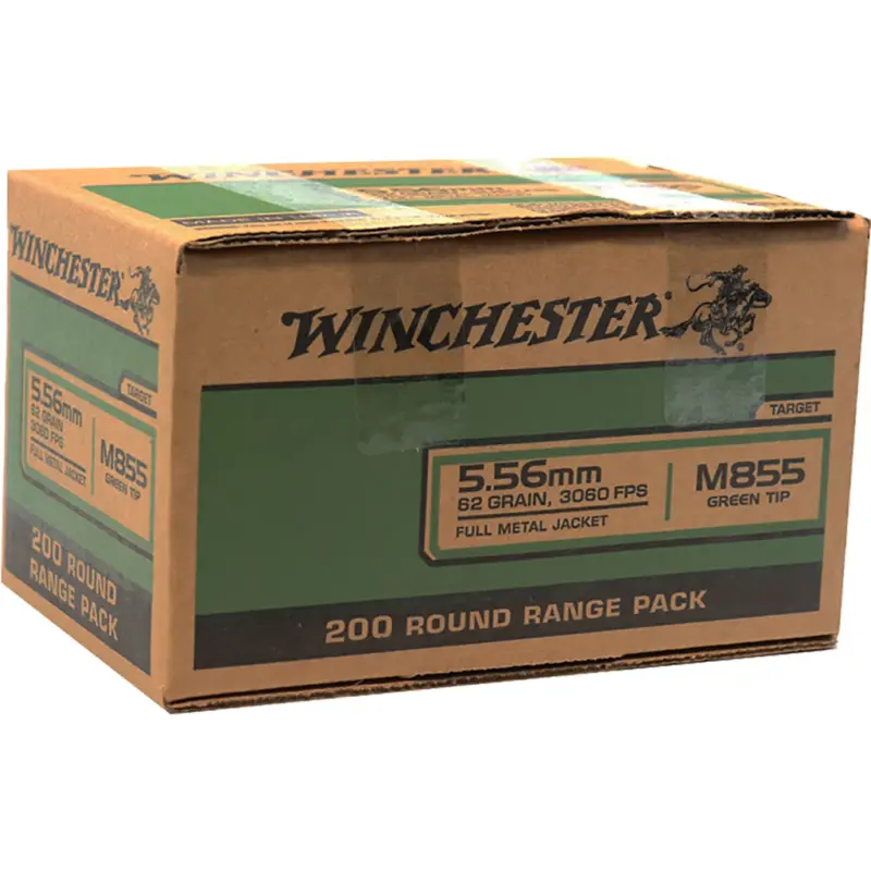 Winchester USA M855 Rifle Ammo 5.56 62 gr. FMJ 200 rd.