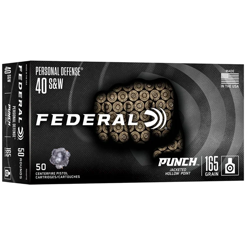 FEDERAL 40 S 165GR PUNCH JHP 50RD/BX 10BX/CS